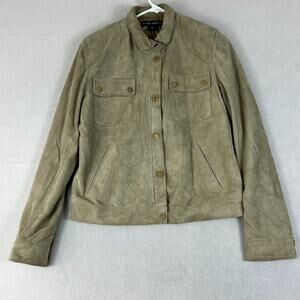 Ralph Lauren Black Label Lamb Suede Leather Jacket Women's Size 10